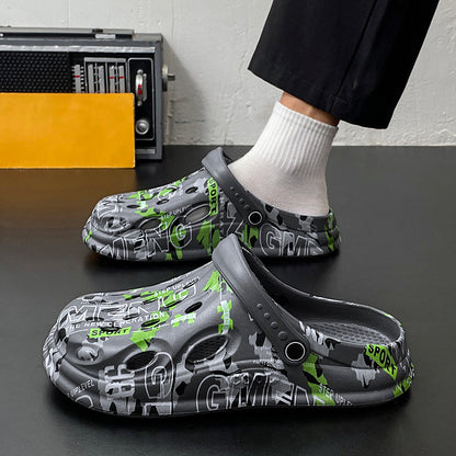 Men's Camouflage Clogs, featuring a trendy printed design, are breathable with hollow - outs. The slip - on style is super convenient, making them essential for casual outings or home use.