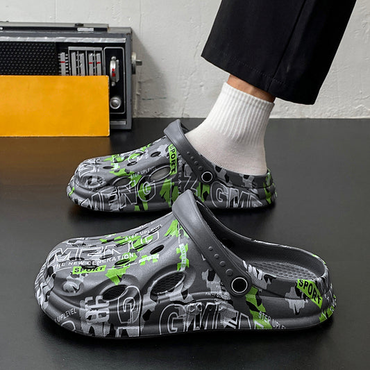 Men's Camouflage Clogs, featuring a trendy printed design, are breathable with hollow - outs. The slip - on style is super convenient, making them essential for casual outings or home use.