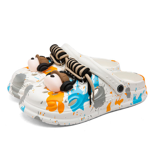 Trendy brand men's beach clogs, with an outer-wear thick-soled design, garden shoes, breathable, non-slip and super practical.
