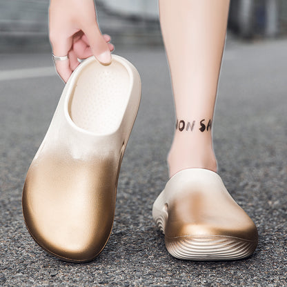 DIY shoe flower earphones dog shoes men's non-slip clogs beach beach slip-on design